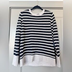 LOFT Black Sparkle Striped Sweater | Size Large